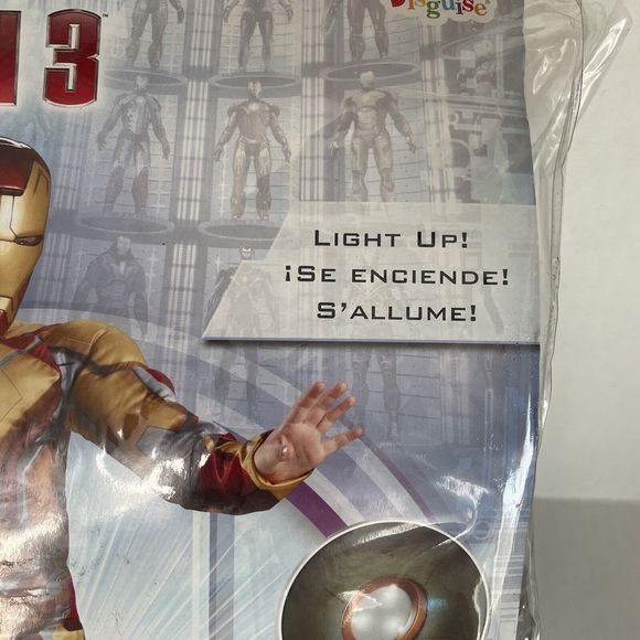 IRON MAN 3 COSTUME Boys 10-12 L Marvel Avengers Light up Halloween Costume Suit - Picture 5 of 8